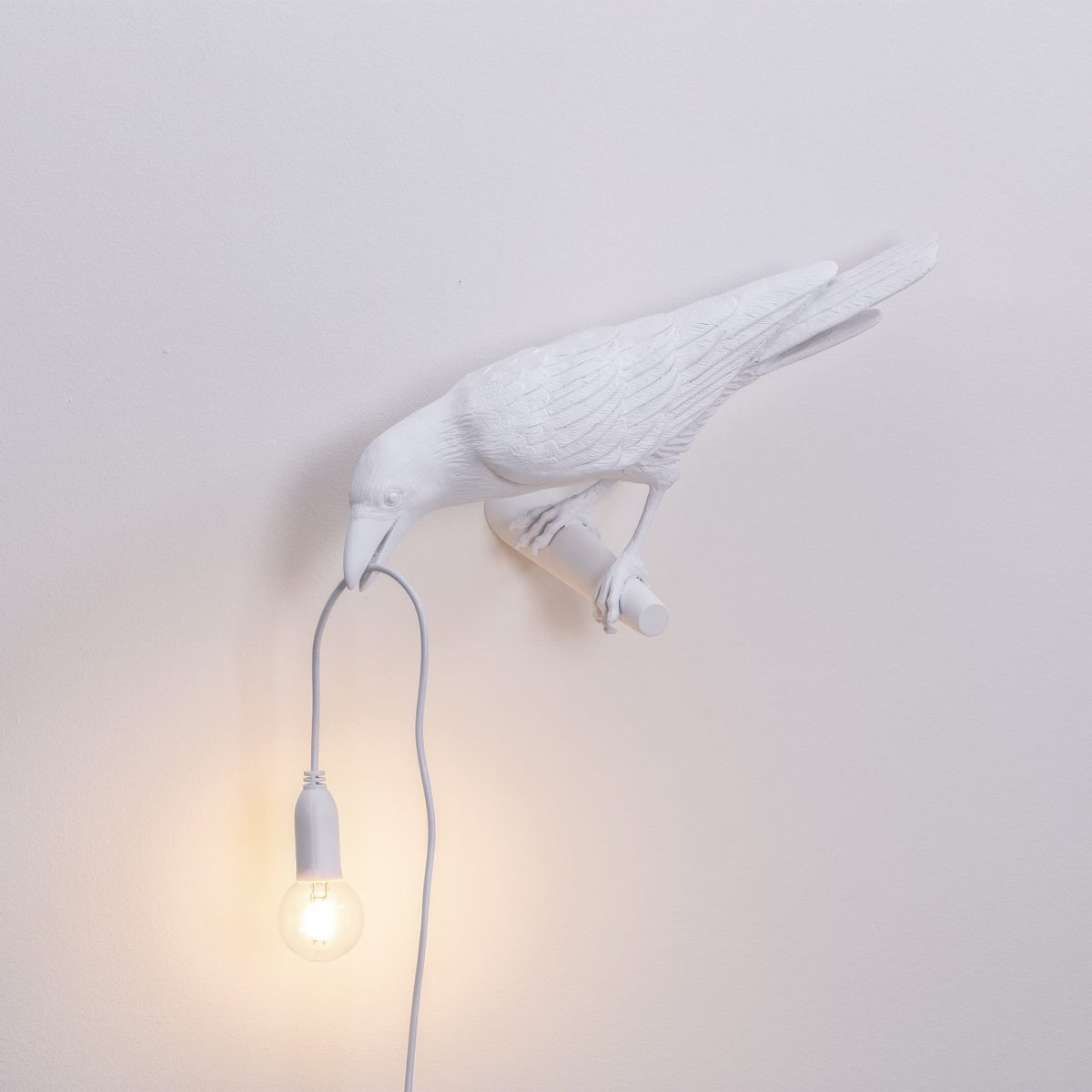 SELETTI Lampe Bird Looking Left Outdoor Blanc