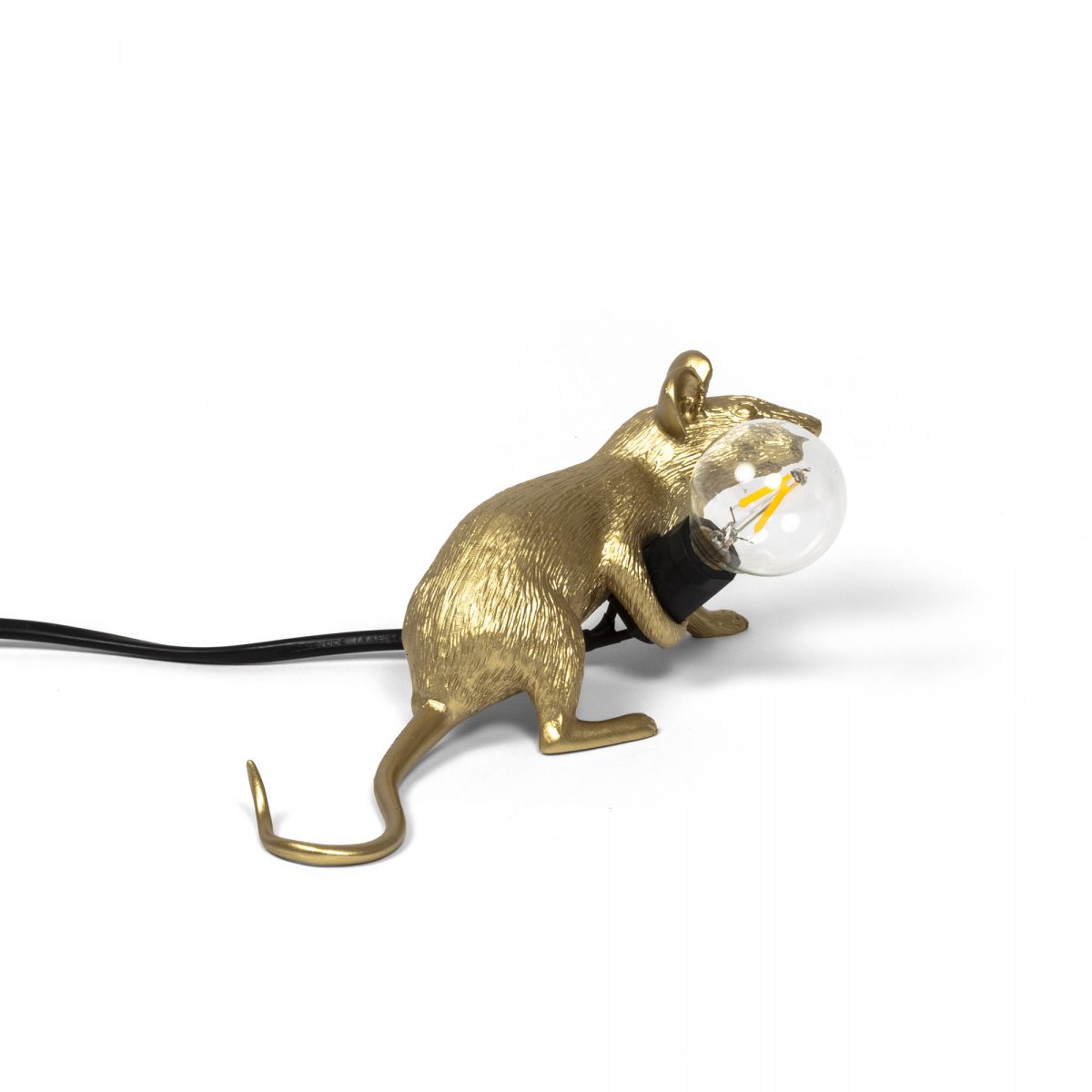 Lámpara Resina Ratón Mouse Lamp Oro Acostado