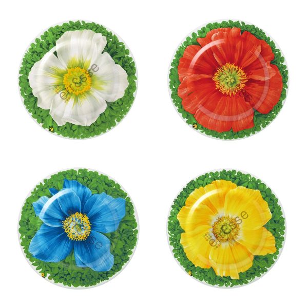 Taitu Prati Italiani Dessert Plates Lawn and Flowers Mix 4 Pieces