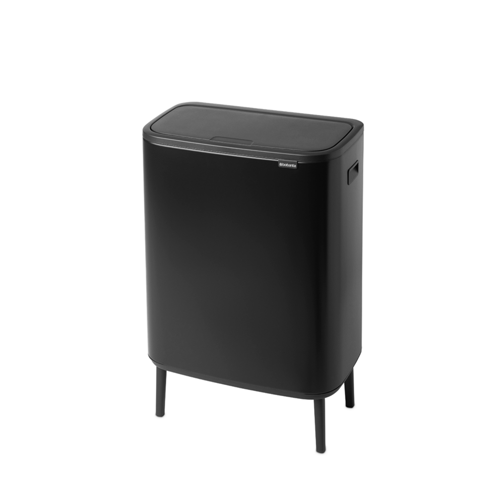 H+LUX - Cubo de basura pequeño y delgado para baño con tapa, cierre suave,  color negro, pequeño, para baño, dormitorio, oficina, con papelera interior