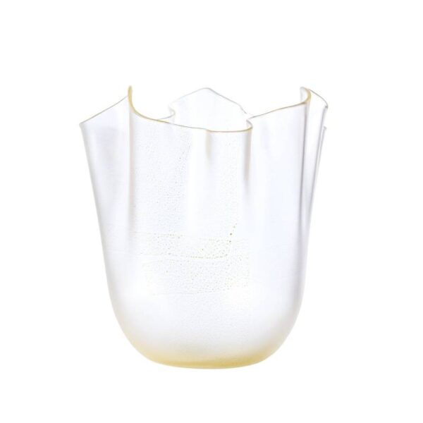 VENINI Fazzoletto Vase Sandgestrahltes Blattgold Kristall H 13.5 cm