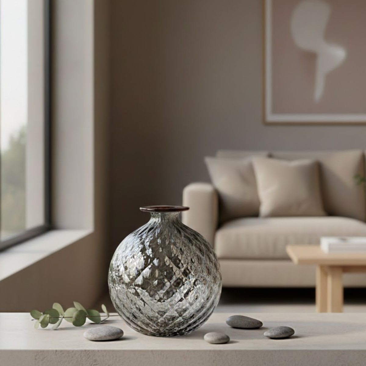 VENINI Vaso Monofiori Uva con Filo Rosso H24.5 2