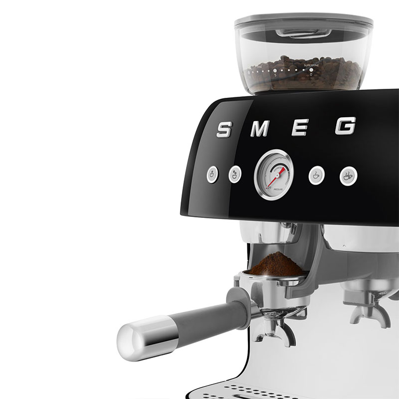 SMEG Manual Espresso Coffee Machine with Coffee Grinder Black - Erresse Shop